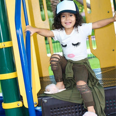 Pudcoco jentesett 6M-4Y barn babyjente øyevippetopper t-skjorte bukser leggings antrekk sett klær