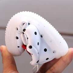 Lysende sko for jenter med sløyfe og LED-lys, pustende sko for babyjenter