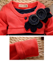 Høstens nye langermede tegneseriebølgepunktsskjørt for jenter, søtt trykk, barneklær, koreanske, uformelle barneklær