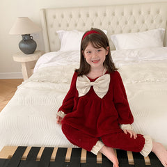 Korallfløyelsdrakt til småjenter, prinsesse og hjemmetjeneste