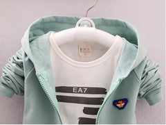 Vår og høst nye gutter og jenter glidelås stripete bukser barnedress