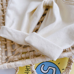 Baby ensfargede, avslappede, myke jeans med høy midje