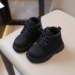 Store bomullsstøvler til gutt, moteriktige Martin-støvler med glidelås på siden